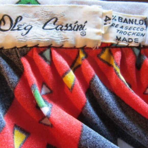 Vintage Oleg Cassini Native American Inspired Print Jersey Outfit - size 42 (10) - Picture 8 of 10